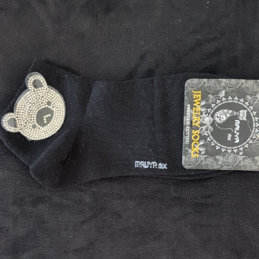 Rhinestone Bear Designer Socks